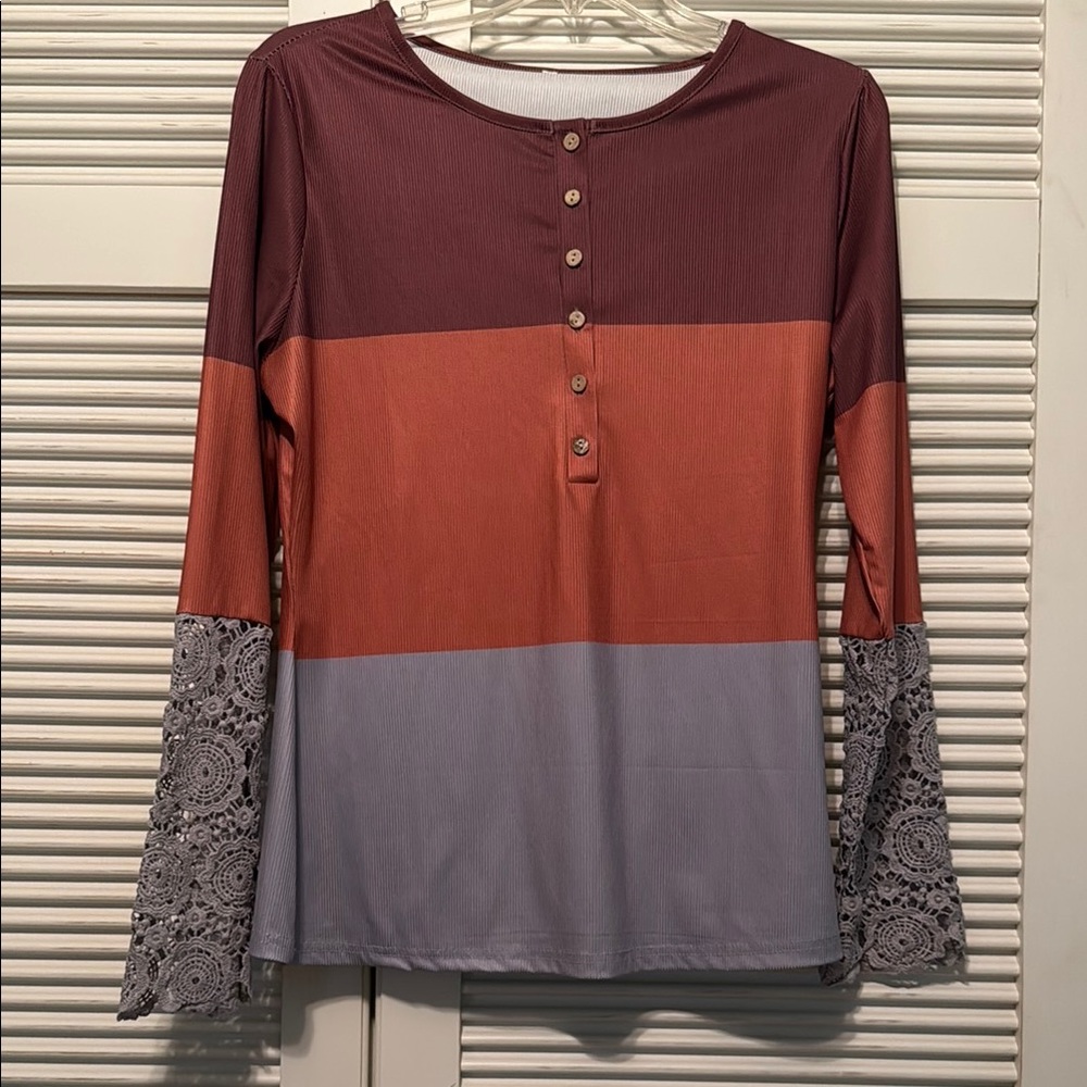 Lace Sleeve Henley Tee